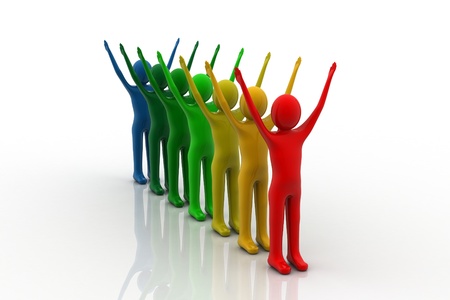 Multicolored plasticine human figures	の写真素材