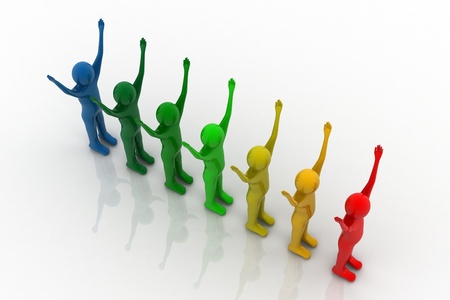 Multicolored plasticine human figures	の写真素材