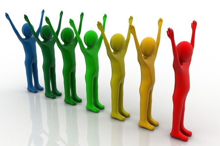 Multicolored plasticine human figures	の写真素材