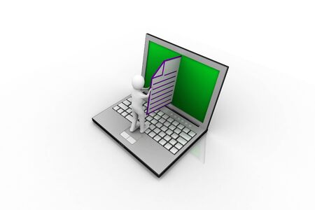 Laptop and man, communication concept	の写真素材