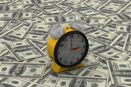 Time is money concept with clock and coins	