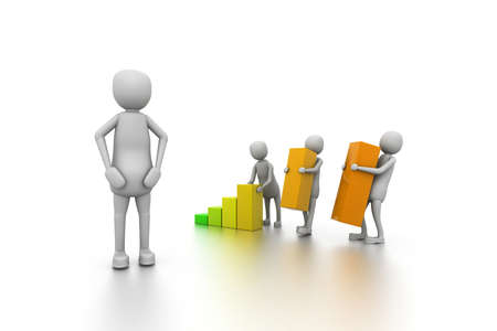 Team work building a graphの写真素材