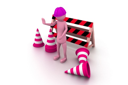 3d man worker STOP	の写真素材