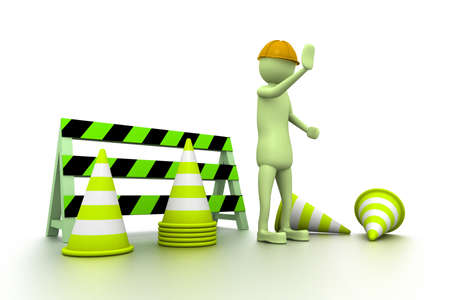 3d man worker STOP	の写真素材