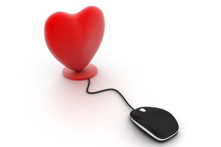 Heart connected to a computer mouse	の写真素材