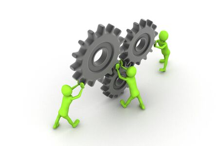 Teamwork with gearsの写真素材