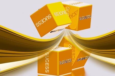 Digital illustration of dice and business success in abstract background	の写真素材