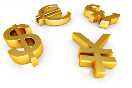 Digital illustration of   world currency  in color background	の写真素材