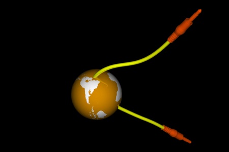 3d rendering of world and cable in isolated background 