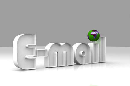 Digital illustration of  email and world  in isolated background	の写真素材