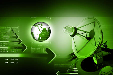 Satellite dish and earth in digital abstract  background 	の写真素材