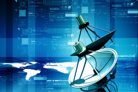 Satellite dish and earth in digital abstract  background の写真素材