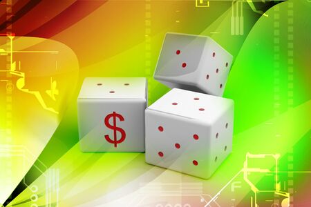 Dollar dice in abstract backgroundの写真素材