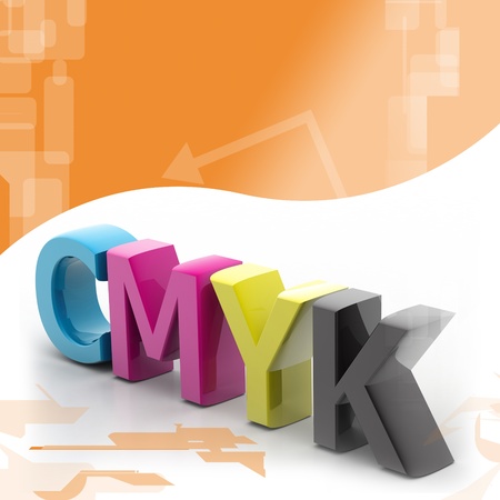 Highly rendering of cmyk in color backgroundの写真素材