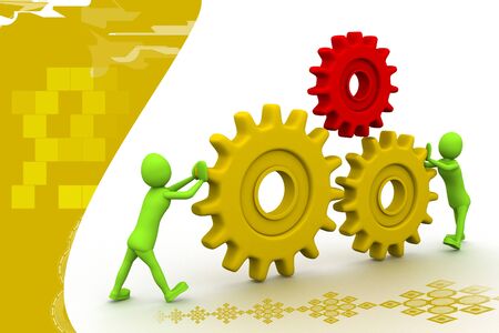 Teamwork with gearsの写真素材