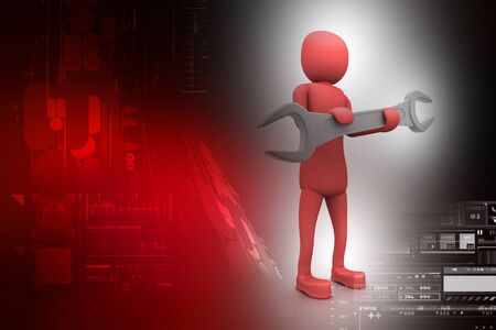 Person hold spannerの写真素材