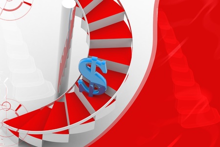 3d rendering of steps and dollar signの写真素材