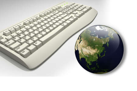globe on keyboardの写真素材