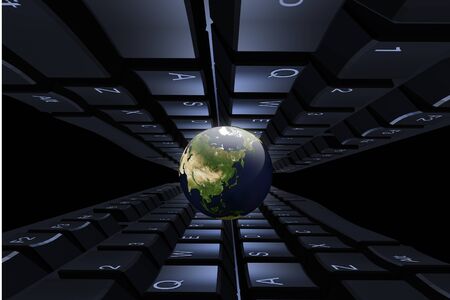 globe on keyboardの写真素材