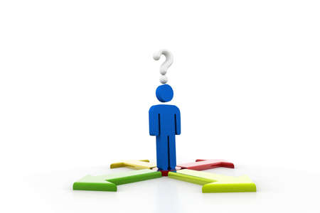 Man and Multidirectional Arrow	の写真素材