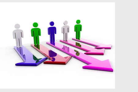 Man and Multidirectional Arrow	の写真素材