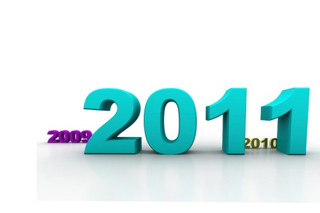 3d rendering of 2011 in isolated backgroundの写真素材