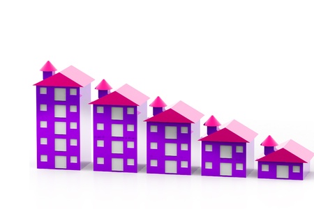 Graph houses in isolated background の写真素材