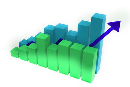 3d graph showing rise in business benefits or earnings