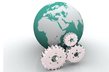 Gears and Earth Modelの写真素材