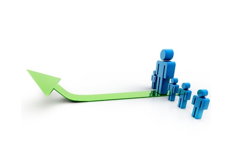 Business people stand on the arrow	の写真素材