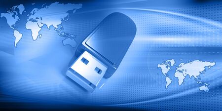Digital illustration of USB flash drive in abstract background		