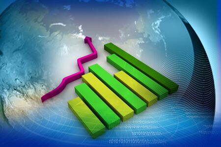 3d graph showing rise in business benefits or earnings