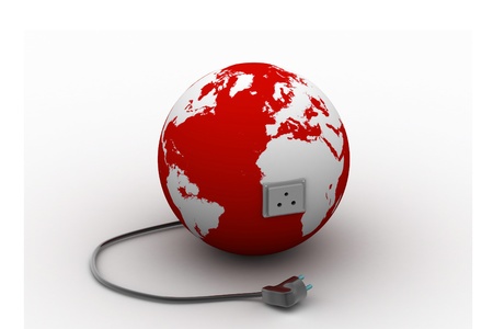 Earth with power socket and plug	Earth with power socket and plugの写真素材