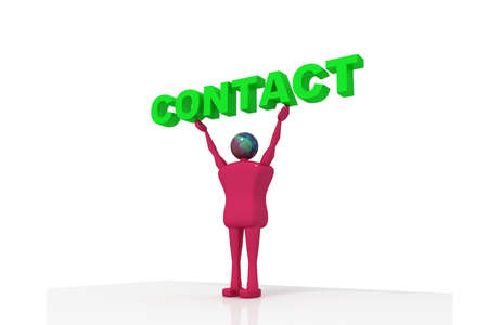 Man holding contact in isolated background  