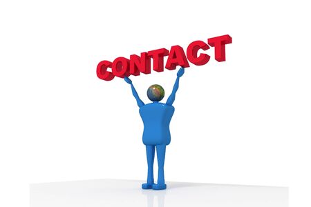 Man holding contact in isolated background  