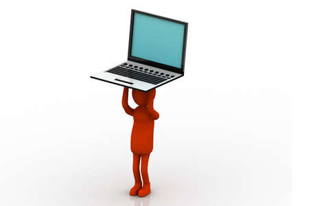 Person and  laptop	の写真素材