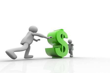 Peoples  brings up dollar sign	の写真素材