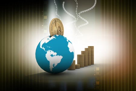 A golden  dollar being placed into an antique の写真素材