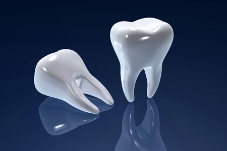 Digital illustration of teeth in color background の写真素材