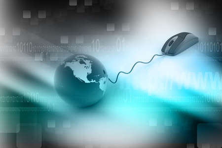 3d rendering of  earth and  mouse in abstract  background 