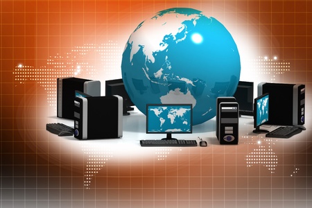 Global Computer Network in abstract background の写真素材