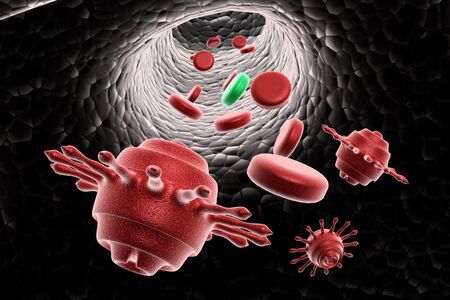 blood cells with virus