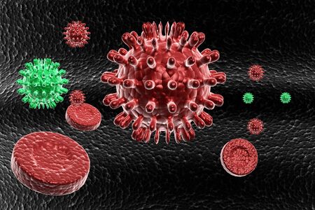 blood cells with virusの写真素材