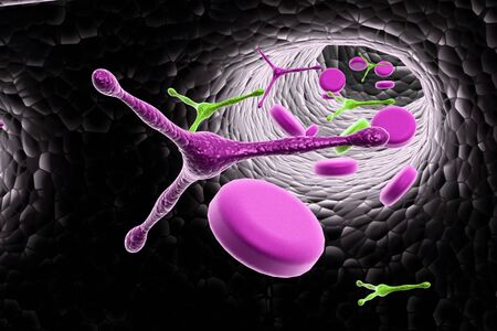 blood cells with virusの写真素材