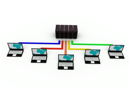 Computer Network in isolated background の写真素材