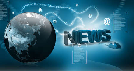 3D Word News with Computer Mouse in abstract  background の写真素材