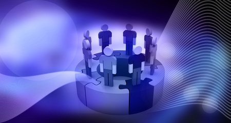 Puzzle with People in abstract background の写真素材