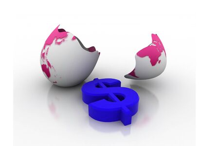 Dollar symbol in egg broken shellの写真素材