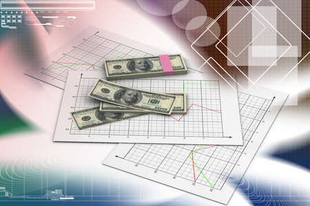 Financial chart with moneyの写真素材