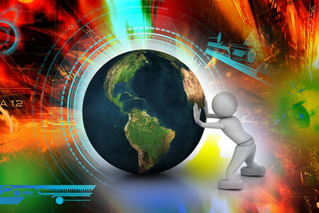 Man pull the worldの写真素材